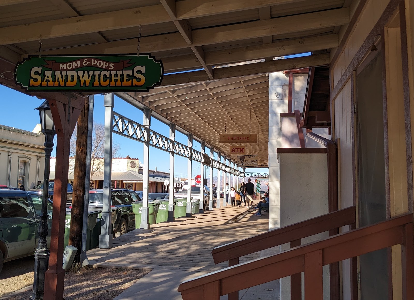 Mom and Pop's Sandwiches storefront sign on Fourth Street